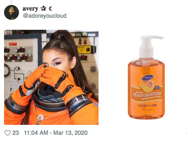 Ariana Grande, seandainya dia jadi hand sanitizer beraroma jeruk. Foto: Twitter