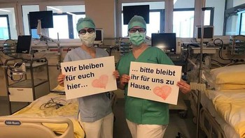 Pesan dengan kalimat serupa juga dilakukan di Jerman, tentunya dengan bahasa Jerman (Twitter)