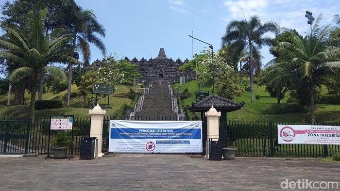 Candi Borobudur pasca penutupan sementara, Jumat (20/3/2020)