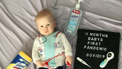 Intip Pemotretan Bayi-bayi Gemas dengan Tema Virus Corona