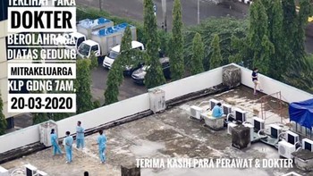 Foto mengharukan para dokter di RS Mitra Kelapa Gading melakukan rehat di atas gedung di sela menangani pasien (Twitter)