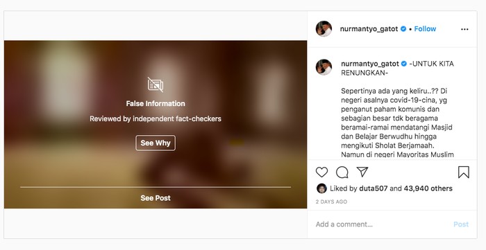 Instagram Gatot Nurmantyo