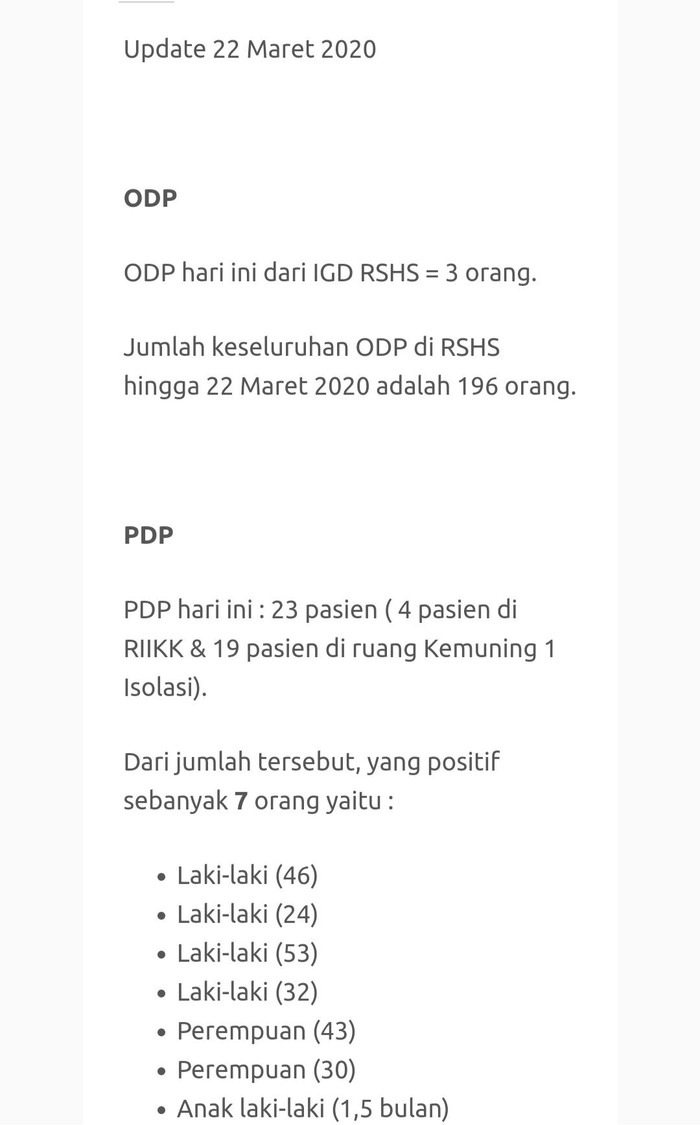 Bayi 1,5 Bulan di RSHS Bandung Positif Corona