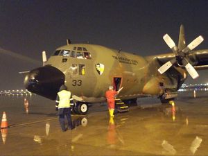 Tiba di Natuna, Pesawat Hercules TNI Disemprot Disinfektan