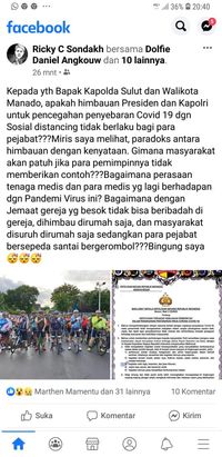 Kritik kegiatan bersepeda Kapolda Sulut di Facebook
