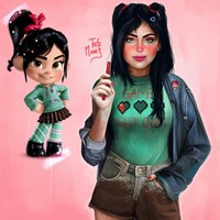 Vanellope von Schweetz yang menggemaskan dari Ralph Breaks the Internet, hampir tak dikenali bila sudah dewasa di karya Tati Moons ini. (Foto: Instagram/@tatimoons)