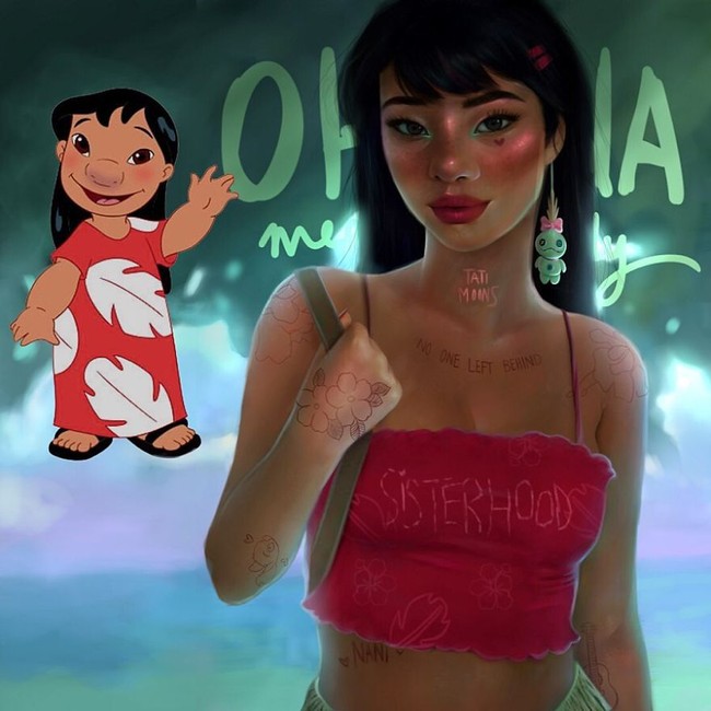 Lilo yang dulu masih cilik di film Lilo & Stitch, kini sudah tampil lebih dewasa dengan kulit yang kian makin eksotis. (Foto: Instagram/@tatimoons)