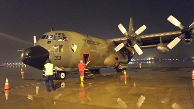 Pesawat Hercules TNI Berisi Alat Medis COVID-19 Tiba di Indonesia