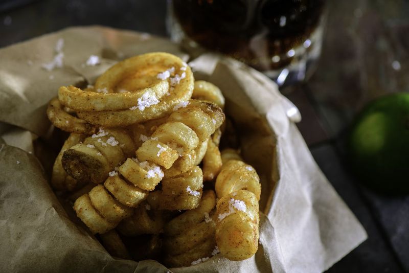 Delicious Fried Curly Fries close up