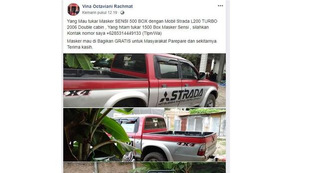 Mitsubishi L200 Strada yang ingin ditukar dengan masker