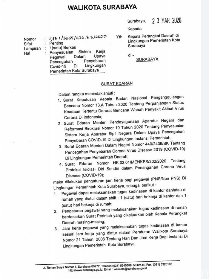 pemkot surabaya shift kerja