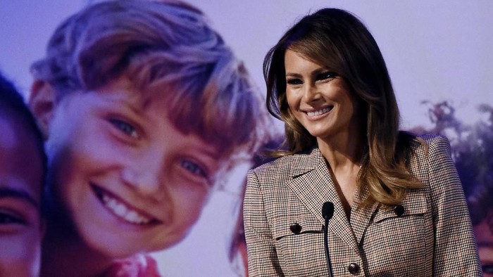 First Lady Melania Trump addresses the 2020  National Parent Teacher Association (PTA)  Legislative Conference at the Westin Alexandria Old Town on March 10, 2020 in Alexandria, Virginia. (Photo by Olivier DOULIERY / AFP)