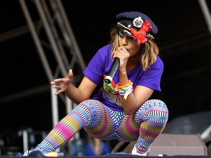 M.I.A. INVERARAY, SCOTLAND - SEPTEMBER 2: Mathangi Maya Arulpragasam, aka M.I.A, performs on the Oyster Stage during the third day of the inaugural Connect Music Fesival, held in the grounds of Inveraray Castle on the banks of Loch Fyne, on September 2, 2007 in Argyllshire, Scotland. (Photo by Jim Dyson/Getty Images)