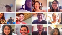Punya teman kerja yang kompak, wanita ini dikirim kue ulang tahun oleh teman-temannya kemudian mereka merayakannya lewat group video chat. Foto: Boredpanda