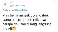 Netizen yang satu ini mau beli minyak goreng ke warung tapi berpikir hingga ribuan kali. Alasannya jelas karena takut bertemu virus corona. Foto: twitter