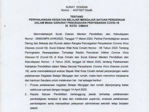 Disdik Cimahi Perpanjang Masa Belajar di Rumah hingga 14 April