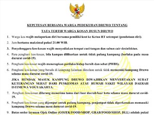 Tangkal Corona, Dusun di Bantul Ini Larang Anak Kos Pulang Kampung