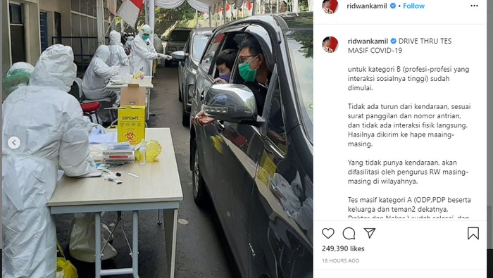 Drive-thru tes corona di Bogor