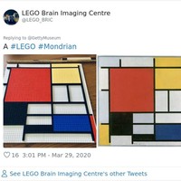 Bila Piet Mondrian melukis Komposisi II dengan cat minyak, netizen masa kini membuatnya pakai Lego. (Foto: Twitter)