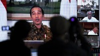 Presiden Jokowi memimpin ratas yang disiarkan secara live, Senin (30/3/2020).