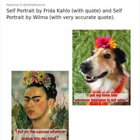 Bukan cuma Life Imitates Art, tapi seni juga menginspirasi binatang piaraan kita. Netizen yang satu ini niat banget mendandani anjingnya supaya mirip pelukis feminis Meksiko Frida Kahlo. (Foto: Twitter)