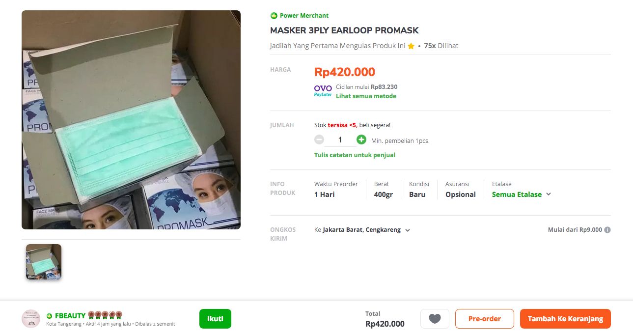 Ledakan Harga Masker di E-Commerce & Respons Para Unicorn