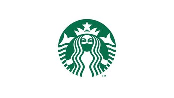 Logo Starbucks Coffee dibikin jadi pakai masker untuk pesan mencegah virus corona. Kreatif dan menghibur ya! (Jure Tovrljan/Hyebeast)