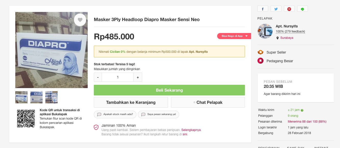 Ledakan Harga Masker di E-Commerce & Respons Para Unicorn