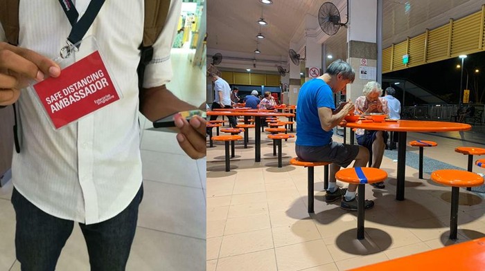 Pengawas social distancing di hawker center Singapura