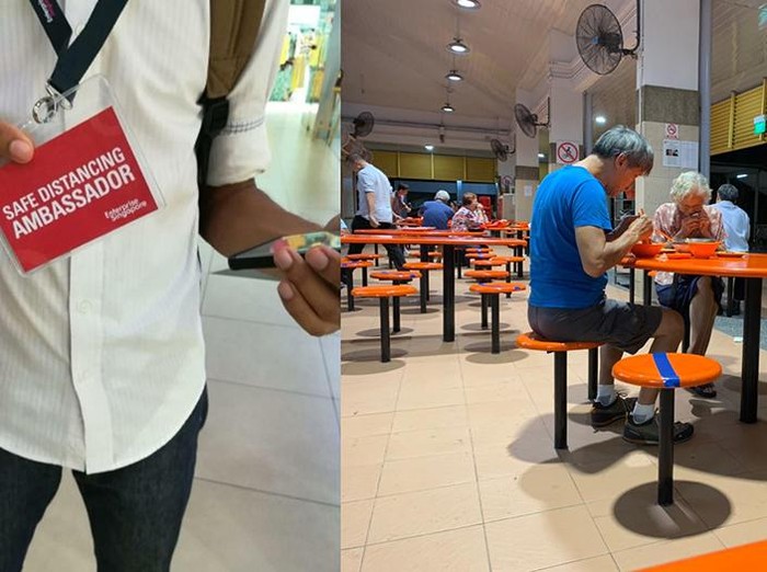 Pengawas social distancing di hawker center Singapura