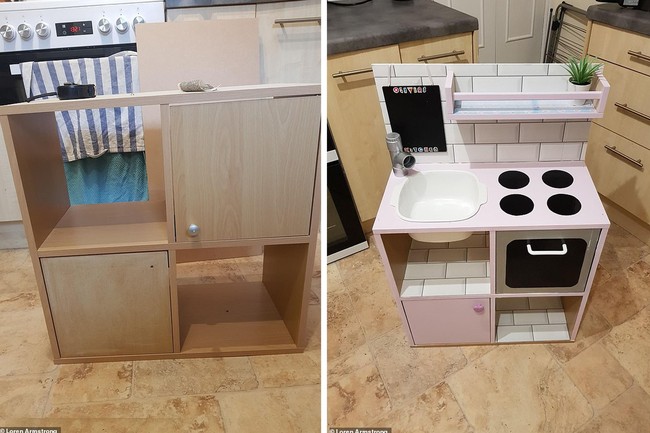 Tadinya orangtua yang satu ini berniat untuk membelikan sang anak mainan masak-masakan, namun karena toko yang menjual mainan tersebut tutup, akhirnya dirinya memutuskan untuk membuatnya sendiri. Sang ibu menghabiskan uang sekitar Rp 547 ribu untuk membuat mainan ini. Bagaimana menurutmu hasilnya? Foto: Loren Armstrong