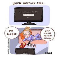 Biasanya untuk mengisi waktu isolasi diri di rumah kebanyakan orang akan menonton film-film di Netflix. Kamu juga nggak nih? Foto: Instagram @bella.illustration