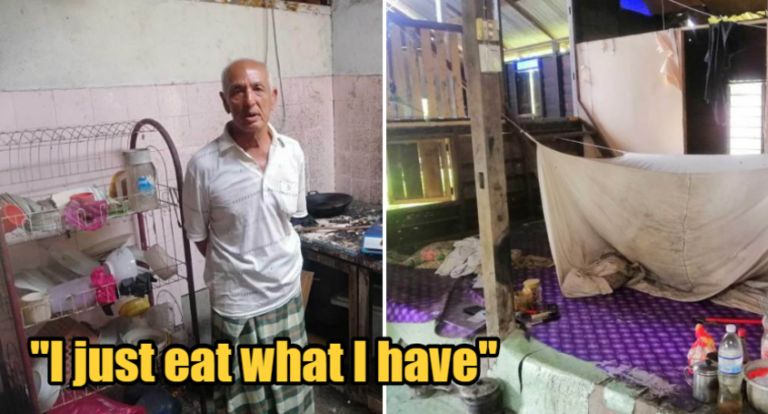 Miris! Kakek Ini Hanya Makan Nasi Garam dan Roti Celup Air Putih
