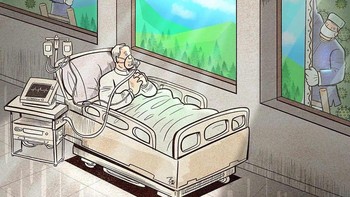 Para tenaga medis melakukan berbagai cara agar pasien corona semangat untuk bisa pulih kembali. Foto: instagram.com/alirezapakdel_artist/