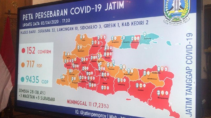 Peta persebaran virus corona per 3 april