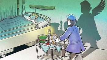 Dia membuat banyak karya ilustrasi yang menggambarkan perjuangan para tenaga medis menolong pasien corona. Foto: instagram.com/alirezapakdel_artist/