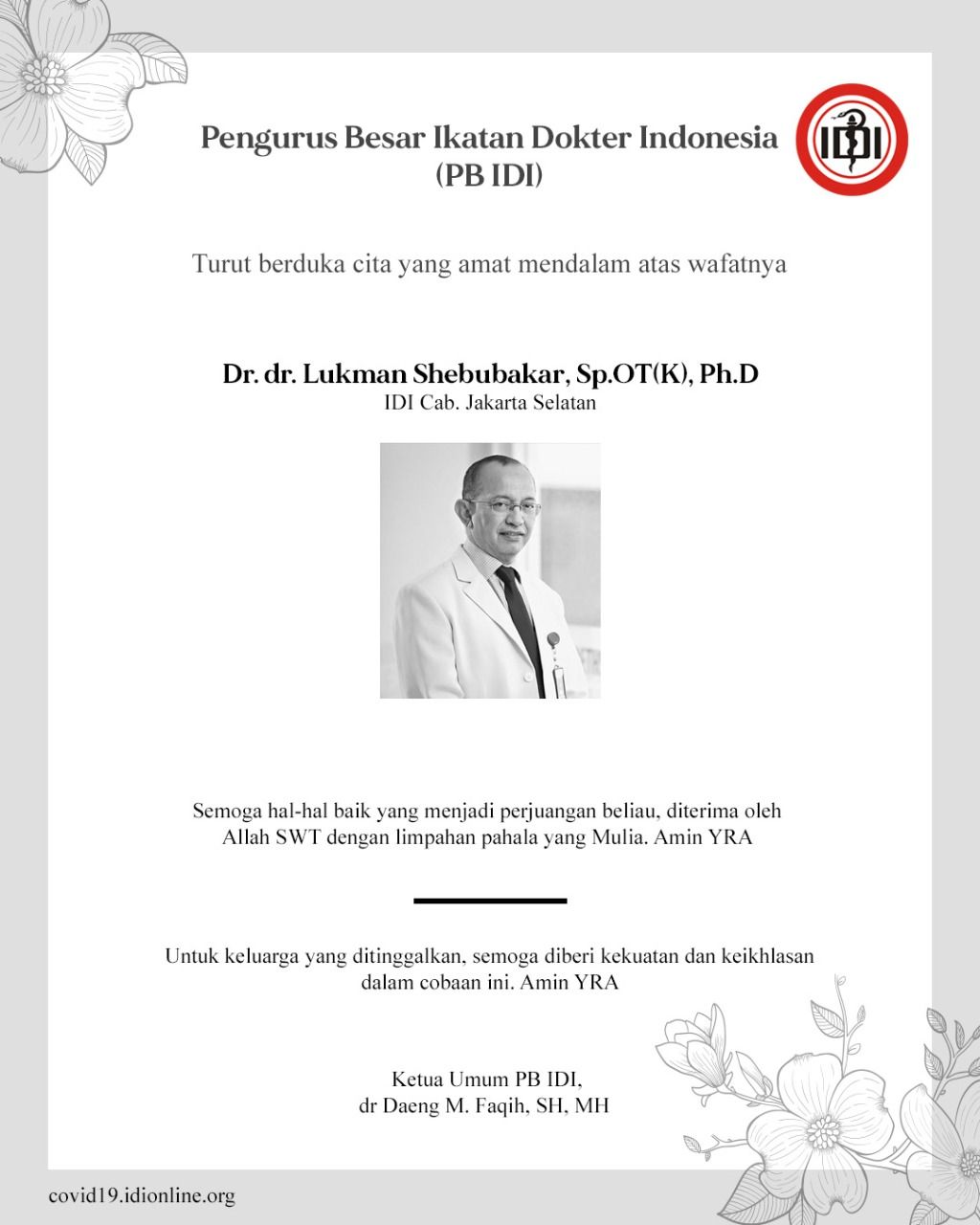 Dokter anggota IDI yang meninggal terkait corona.