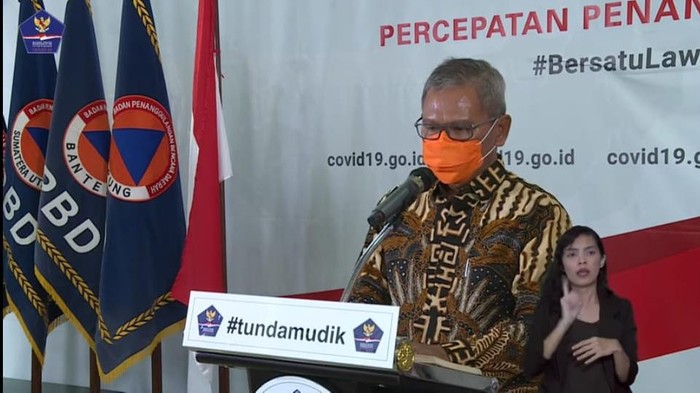 Juru Bicara Achmad Yurianto dalam konferensi pers di BNPB (Dok tangkapan layar video Youtube BNPB)