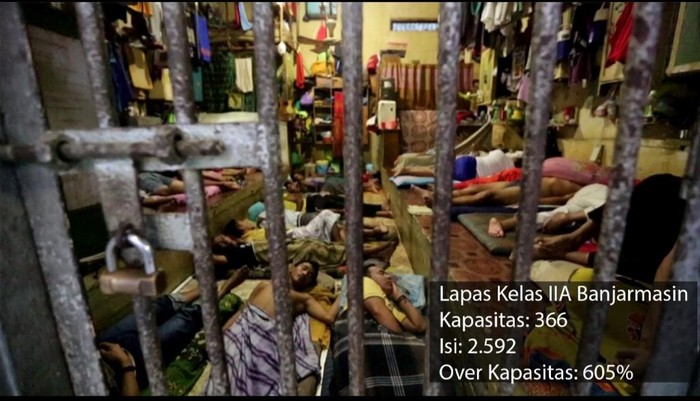 Overkapasitas lapas yang ditunjukkan Menkumham Yasonna, perlu dibebaskan dulu di era Corona. (Dok Kemenkum HAM)