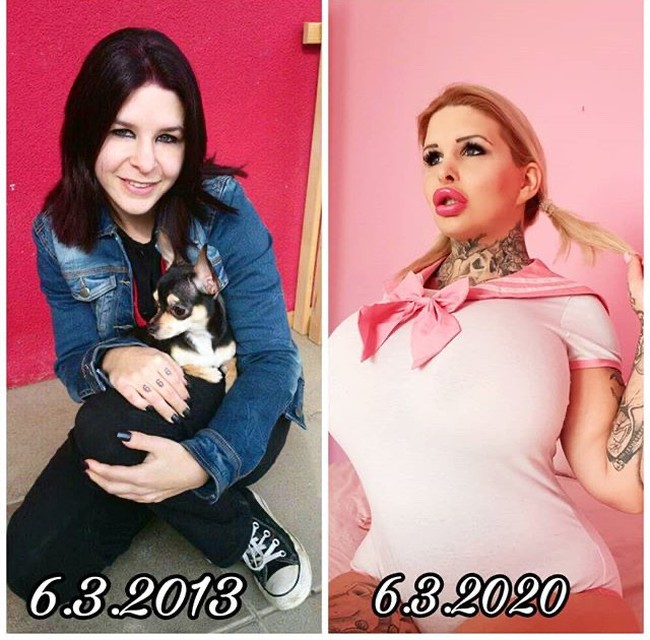 Aviva Rocks telah menghabiskan £ 40.000 atau setara dengan Rp 813 juta untuk prosedur kosmetik dalam upaya untuk terlihat lebih plastik. Ia telah memiliki tiga pekerjaan operasi plastik untuk payudara, dua operasi hidung, botox, dan facelift yang tak terhitung. Foto: Instagram