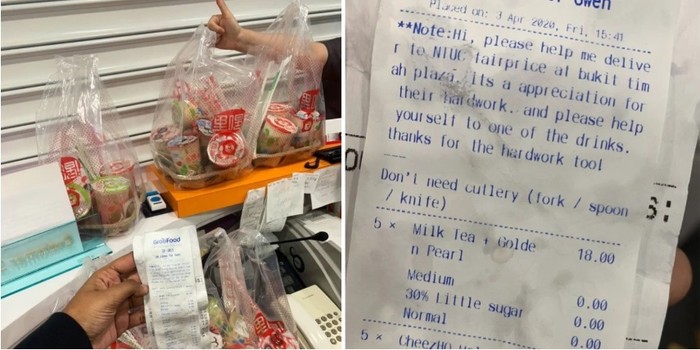Kiriman bubble tea untuk pegawai supermarket