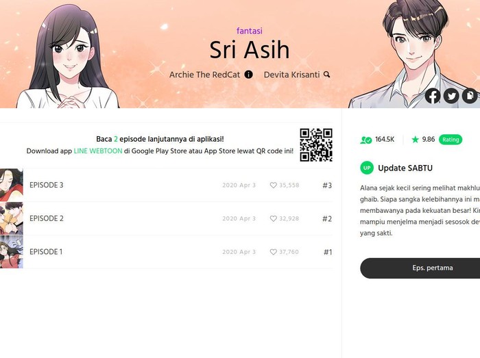 Webtoon ‘Sri Asih: Celestial Goddess’ di LINE Webtoon Indonesia