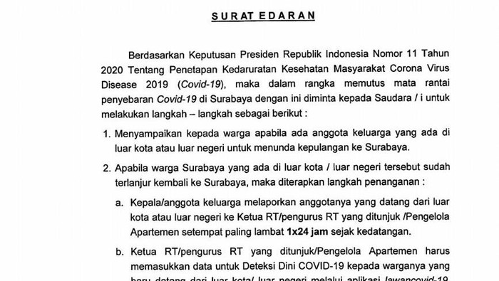surat edaran wali kota risma