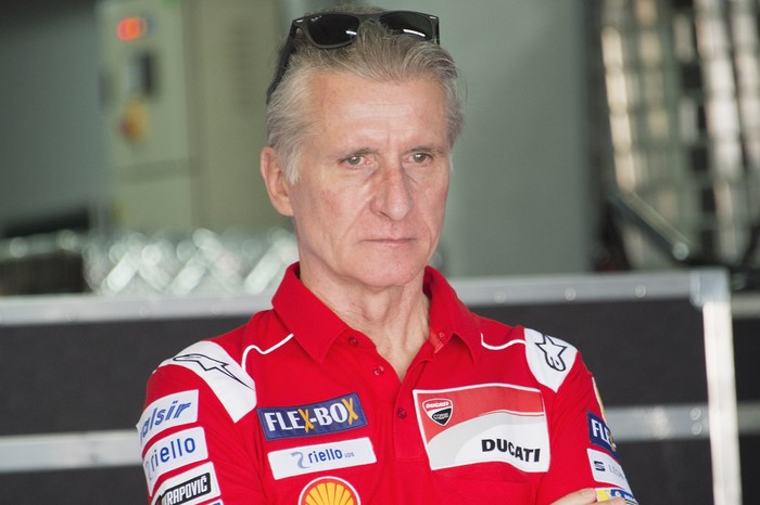 BURI RAM, THAILAND - FEBRUARY 18:  Paolo Ciabatti of Italy and Ducati Team  looks on in box during the MotoGP Tests In Thailand on February 18, 2018 in Buri Ram, Thailand.  (Photo by Mirco Lazzari gp/Getty Images)
