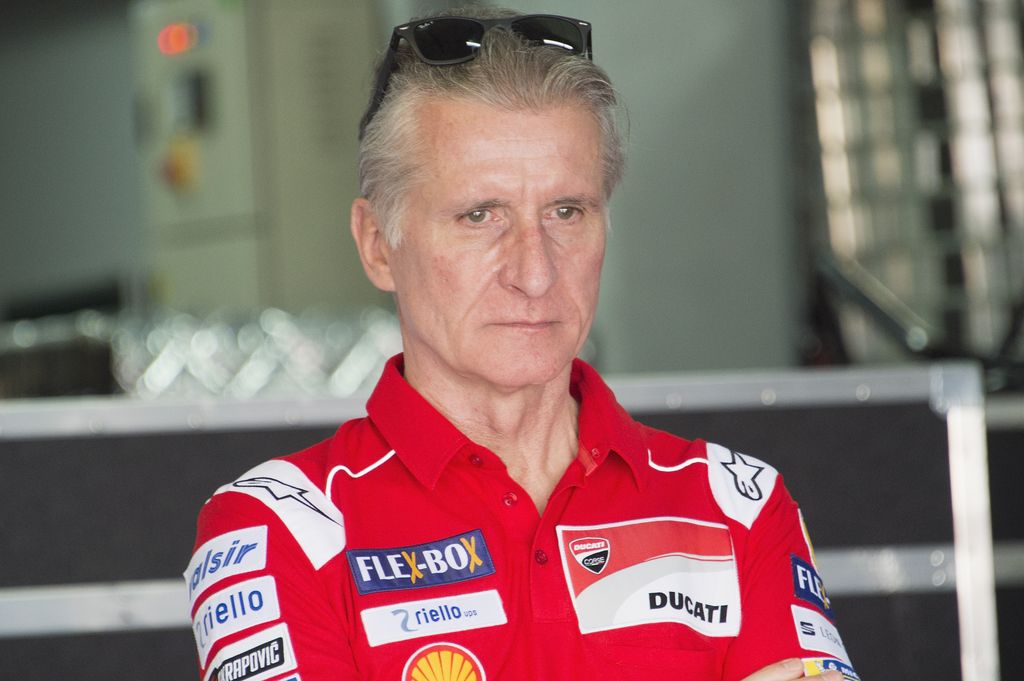 BURI RAM, THAILAND - FEBRUARY 18:  Paolo Ciabatti of Italy and Ducati Team  looks on in box during the MotoGP Tests In Thailand on February 18, 2018 in Buri Ram, Thailand.  (Photo by Mirco Lazzari gp/Getty Images)