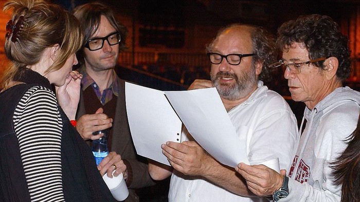 DUBLIN, IRELAND - OCTOBER 3:  (L-R) Musicians Beth Orton, Jarvis Cocker, Lou Reed (R) and Hal Willner (2ndL) rehearse for the Dublin Theatre Festival presentation of Came So Far For Beauty: An Evening of Leonard Cohen songs at The Point Theatre on October 3, 2006 in Dublin, Ireland. (Photo by ShowBizIreland/Getty Images)