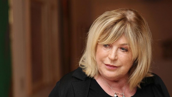 LIVERPOOL, ENGLAND - APRIL 20:  Singer-songwriter Marianne Faithfull poses next to artworks as she opens the Innocence And Experience exhibition at Tate Liverpool on April 20, 2012 in Liverpool, England. Marianne Faithfull is the latest co-curator in the acclaimed DLA Piper Series at Tate Liverpool where she worked with the curatorial team to select works from the Tate Collection for a new display.  (Photo by Christopher Furlong/Getty Images)