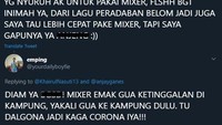 Kalau yang satu ini netizen curhat ingin membuat dalgona coffe, tetapi mixer yang ia punya tertinggal dikampung halamannya. MIxer emak gua ketinggalan di kampung, ya kali gua ke kampung dulu. Itu dalgona jadi kaga, corona iya, cuitnya. Foto: Istimewa