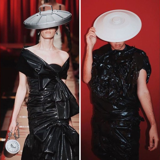 Pria membuat gaun Mochino dari plastik sesungguhnya. Nggak kalah glamor! (Foto: Dok. Boredpanda)