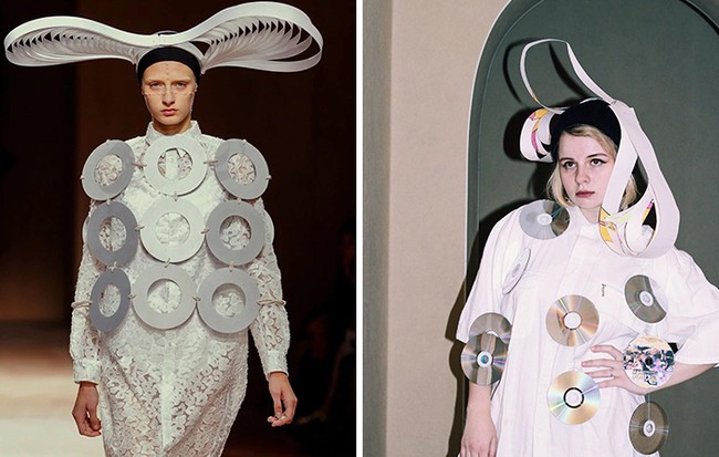 Compact disc bekas dimanfaatkan oleh netizen ini untuk berkreasi membuat baju high-fashion ala-ala. (Foto: Dok. Boredpanda)